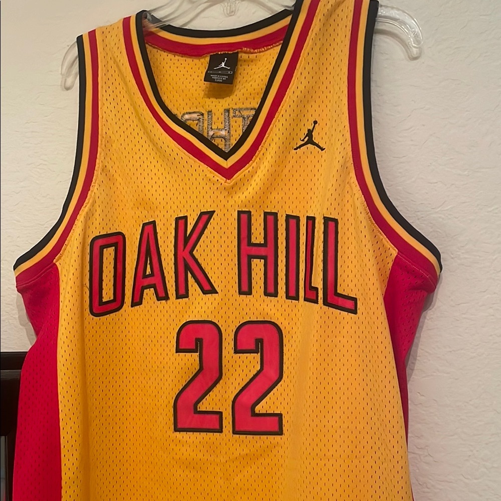 Jordan Oak Hill Yellow and Red Basketball Jersey